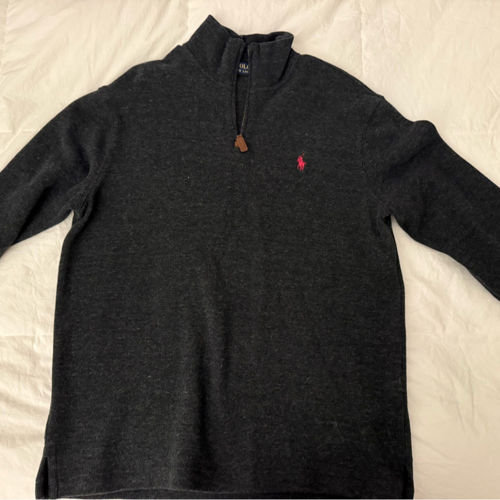 Ralph Lauren Dark Gray Sweater with Pink Logo
